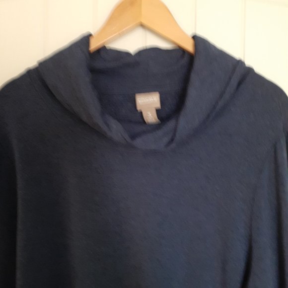 Chico's CoziSoft Cowl-Neck Side-Button Tunic Blue Size 3/Size XL/Size 16 - Picture 2 of 11